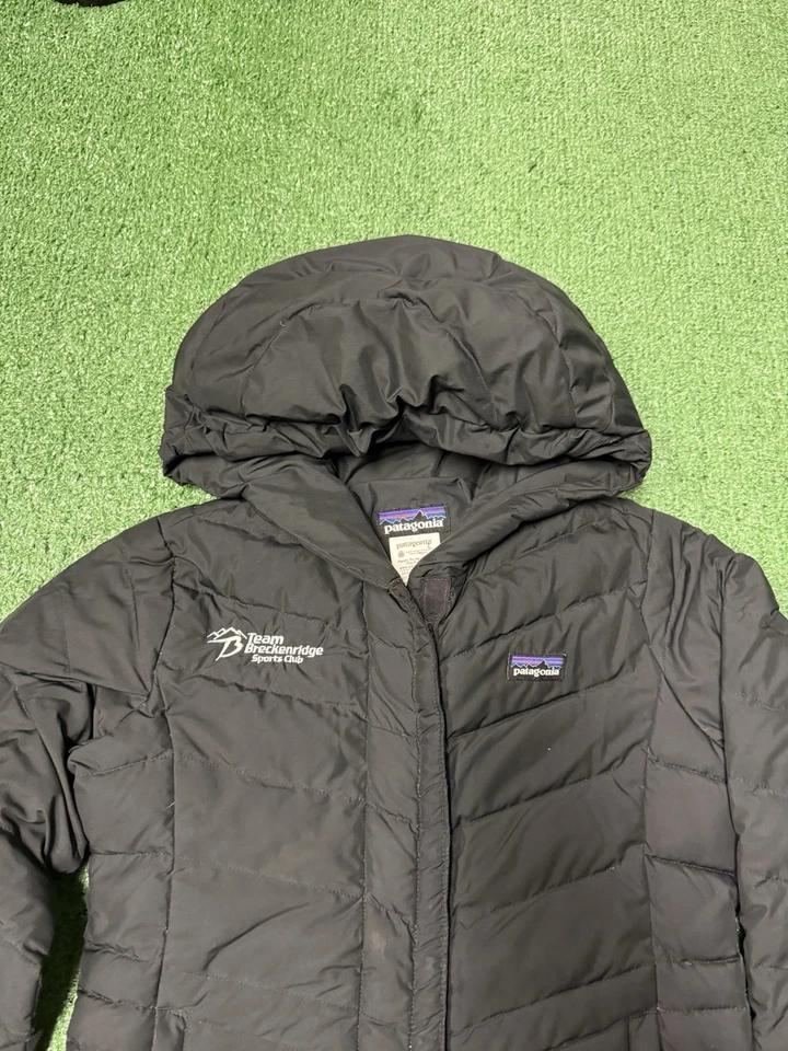 Chaqueta acolchada acolchada Patagonia plumón de ganso parka para niñas pequeña (8) negra MARCADA Foto 3 de 4