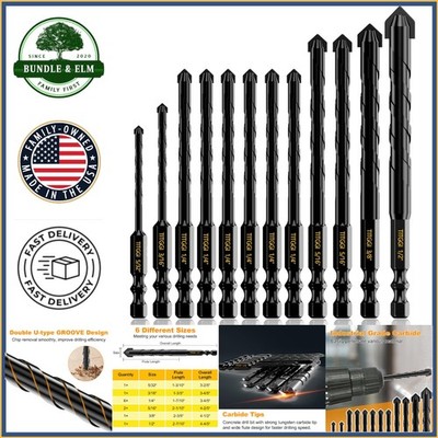 Carbide Drill Bit Set 12PCS for Masonry, Glass, Brick, and Wood Applications