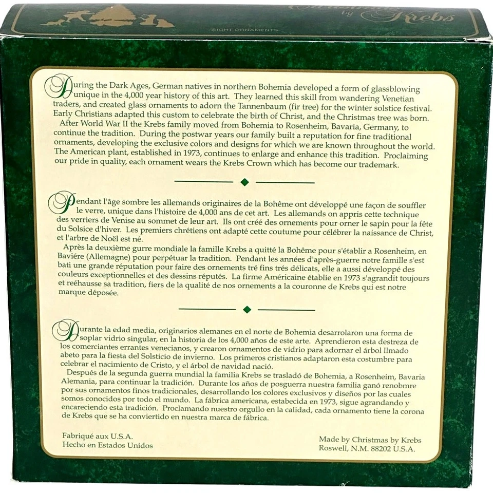 Kmart Navidad por Krebs Vintage Adornos de Vidrio Verde Oscuro Oro Top-Juego de 8  Foto 2 de 4
