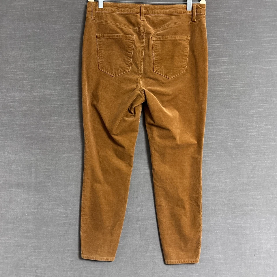 Calça Talbots 12 Veludo Pequeno Cintura Alta Jegging Tornozelo Marrom Mostarda Elástica - Imagem 2 de 4