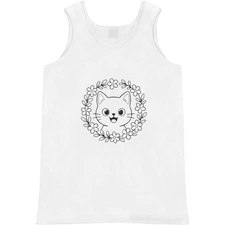 'Cute Cat Floral Wreath' Adult Vest / Tank Top (AV058454)
