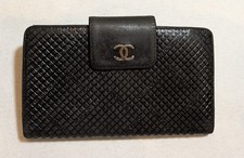 CHANEL Auténtico CC Logotipos Acolchado Cartera Cartera Cuero