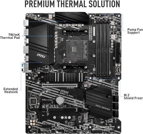 MSI B550-A PRO Motherboard ATX - Supports AMD Ryzen 3rd Gen Processors, AM4, DDR - Bild 4 von 6