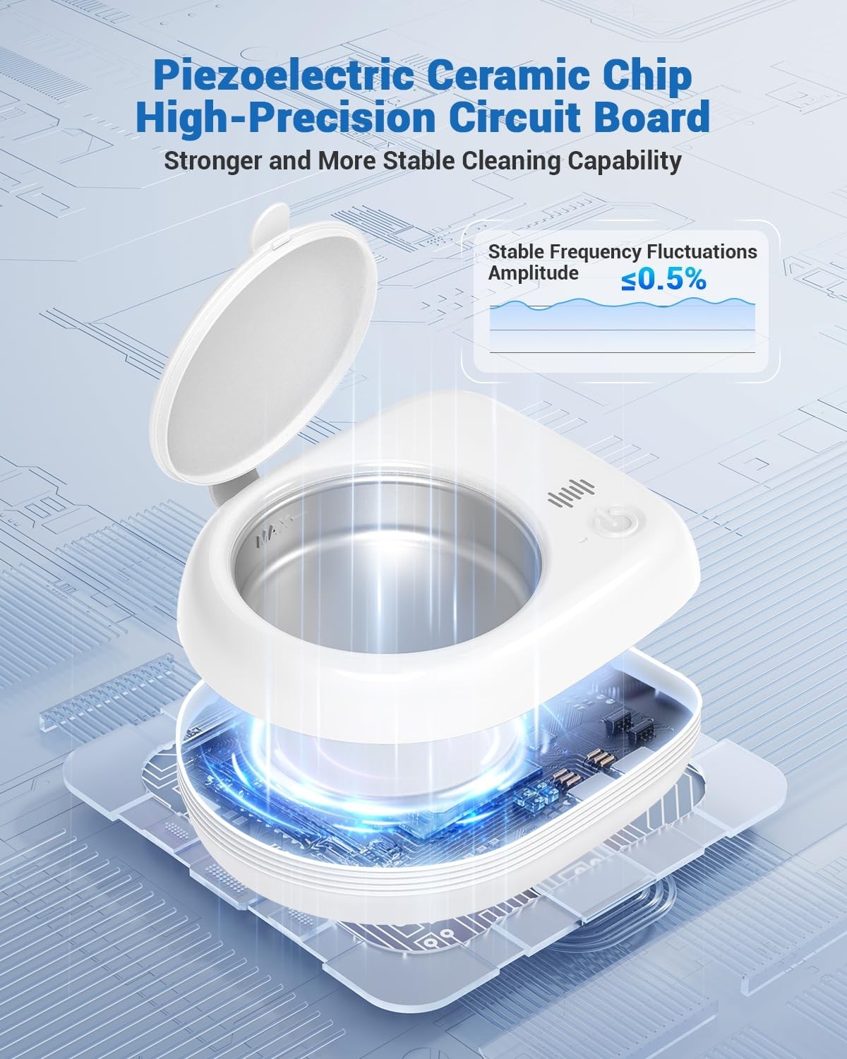 wrklly Rechargeable Ultrasonic Retainer Cleaner Machine | 50kHz 1.9 inch Thin