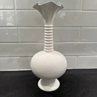 VTG Haeger Pottery White Textured Lava Glaze Vase Turquoise 4043