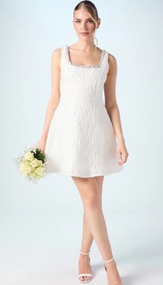 Coast Bridal Elfenbein Jacquard Volant Mini Hochzeitskleid Schmuckbesatz UK 14 neu mit Etikett