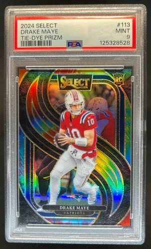 2024 Select Drake Maye Premier RC Tie-Dye Prizm #/25 Patriots PSA 9