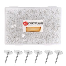 Push Pins 200-count Flat Thumb Tacks Steel Point and Plastic Head Clear-400