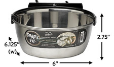 MidWest Stainless Steel Snap'y Fit Dog Kennel Bowl 4-cup, 32 oz Attach to Kennel