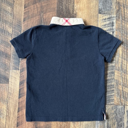 Burberry Boys Navy Check Polo Shirt Size 6Y - Picture 2 of 2