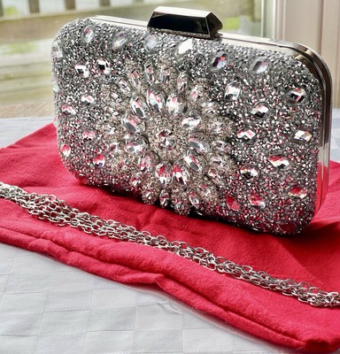 Crystal Encrusted/Embellished Flower Silver Chain Shoulder  display picture 1