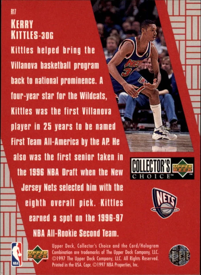 1997-98 Collector's Choice Crash Game Scoring Redemption R17 Kerry Kittles BSK - Image 2 of 2