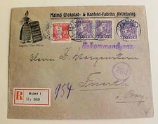 SWEDEN ALL OVER CHOCOLATE MAZETTI PICTORIAL AD 1921 REGISTERED TO GERMANY