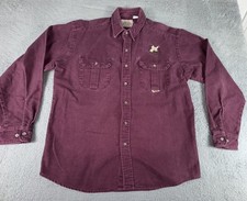 Vintage Ruddy Duck Shirt Mens LT Large TALL Embroidered Quail Burgundy USA Made