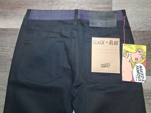 Naked & Famous Super Skinny Indigo Black & Blue Japanese Denim Jeans Mens 31x33 - Picture 5 of 14