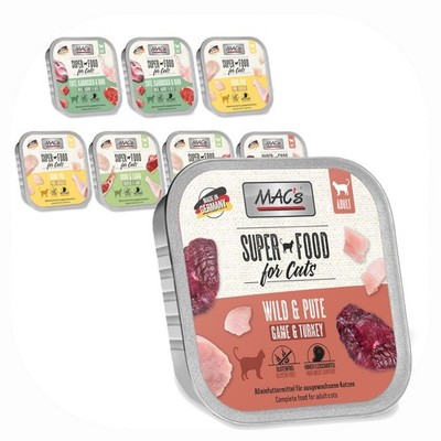 MAC's Tray 8x100g Grain-Free Wet Cat Food Mixed Superfood Flavors
