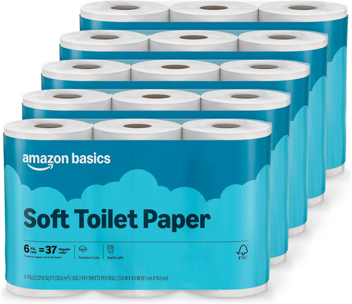 2-lagiges weiches Toilettenpapier, 30 Rollen (5 Packungen à 6), entspricht 185 normalen Rollen - Bild 7 von 12