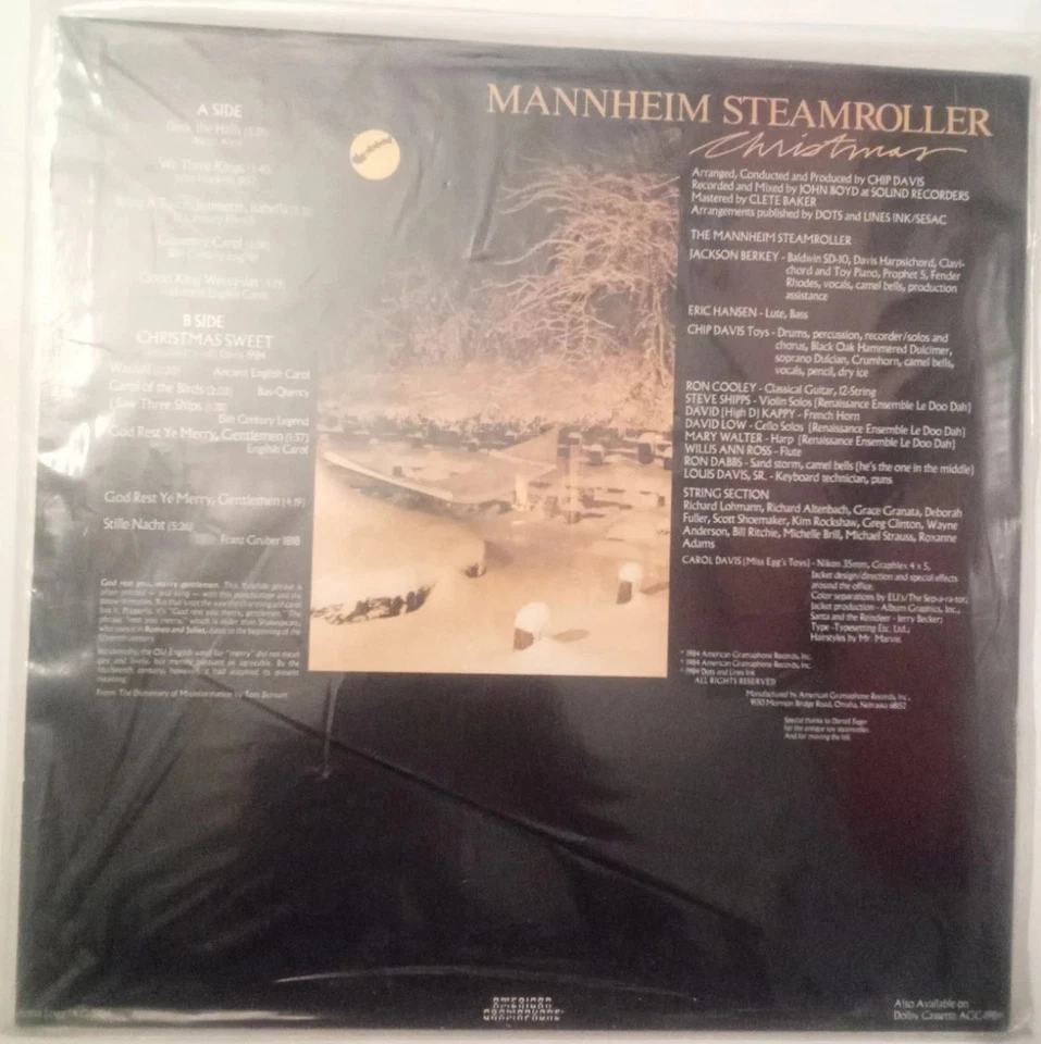 MANNHEIM STEAMROLLER Christmas LP Vinyl SEALED 1984 ORIG. Chip Davis DMM - Image 2 of 2