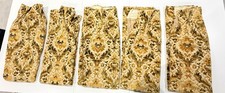 Vintage 1960s Brocade Jacquard Curtains x5 Panels Gold Green Fully Lined
