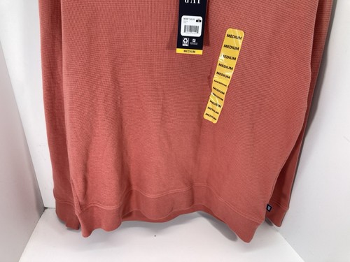 Gap Waffle Henley Hoodie Shirt Men Medium Coral Long Sleeve Pullover Casual NWT - Bild 3 von 14