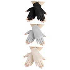 3 Pairs Sun UV Protection Gloves Non Slip Cotton Khaki, Gray and Black