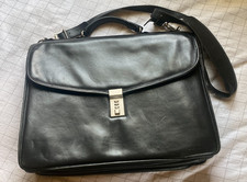 vintage Jack Georges black leather briefcase w/ combination lock