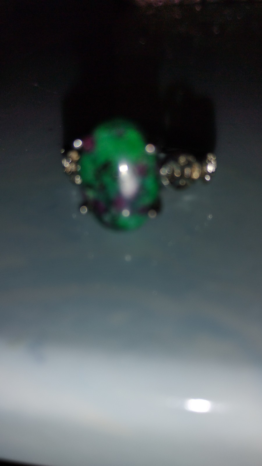 Ruby Zoisite Silver Tone Cabochon Ring Size 8 Ova… - image 4