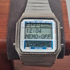 Vintage Seiko Vintage Digital Watch W/ Memo Function Stainless Steel Band  Case