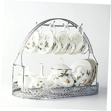 Mug Holder Coffee Cup Holder Stand Dishes Organizer Wrought Iron Mug Silver