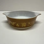 Vintage Pyrex 471 Early American 1 Pint Brown Gold Casserole Serving Dish USA