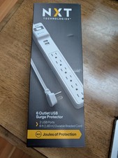 NXT Technologies NX54315 6-Outlet  2 USB Surge Protector Power Strip 6 ft Cord