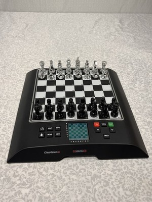 Millennium Chess Genius PRO Digital Electronic Chess Set Black & Silver Chrome