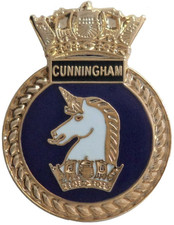 HMS Cunningham Royal Navy Crest Pin Badge - MOD Licensed