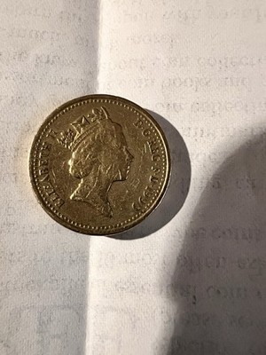 Preowned- Rare 1990 British One Pound Coin  I M GWLAD + PLEIDIOL WYF  Error