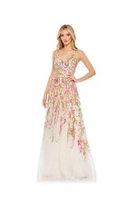 NEW, Mac Duggal V Neck Floral Embellished Spaghetti Strap Gown SZ 12 #WD335