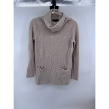 Saks Fifth Avenue Cashmere Cowl Neck Ribbed Knit Tunic Sweater w/ Pockets XS