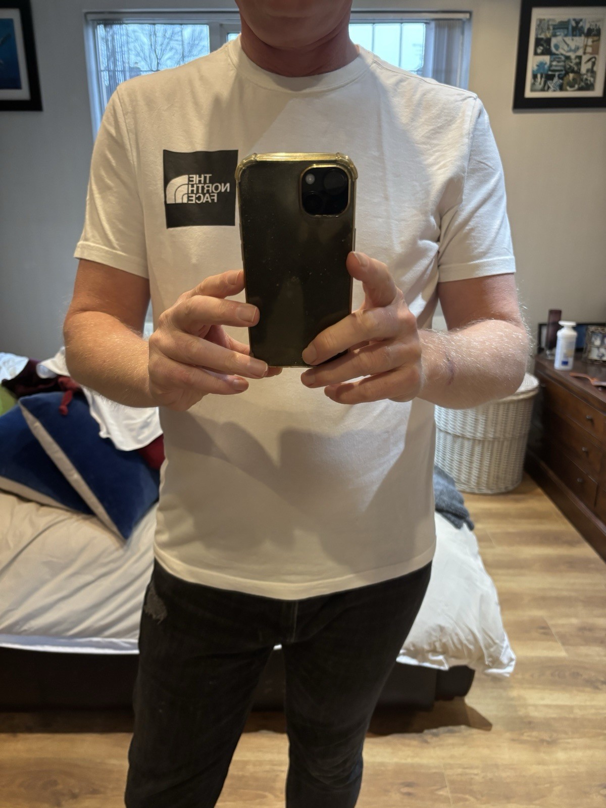 Camiseta de manga corta The North Face para hombre blanca mediana 100 % algodón