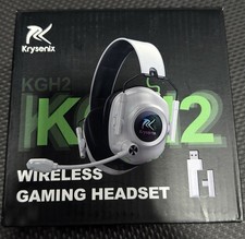 White Wireless Gaming Headset Noise Canceling Mic RGB Light 40-Hours Battery