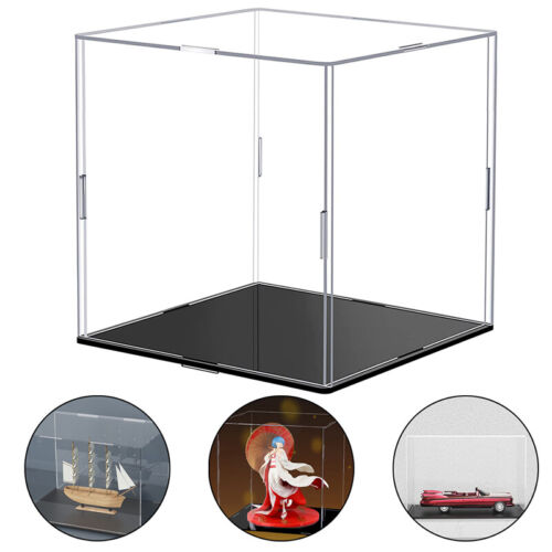 Acrylic Display Box with Base Collection Case Clear Showcases Store Display Cube - Picture 1 of 16