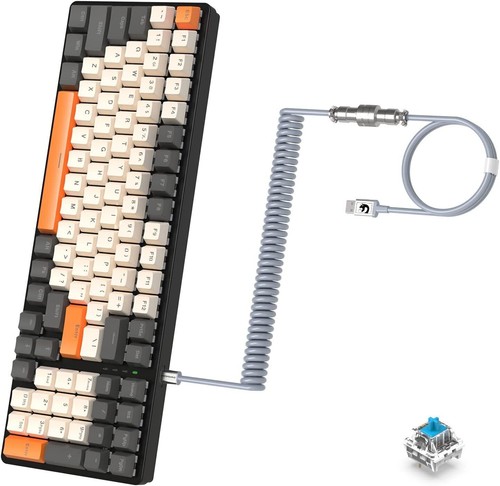 Mechanical RGB Wired Gaming Keyboard with Number Pad PBT Keycaps Coiled Cable - 第 1/15 張圖片