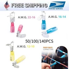 Heat Shrink Piggyback Spade Connectors Wire Quick Disconnect Terminals 22-10AWG