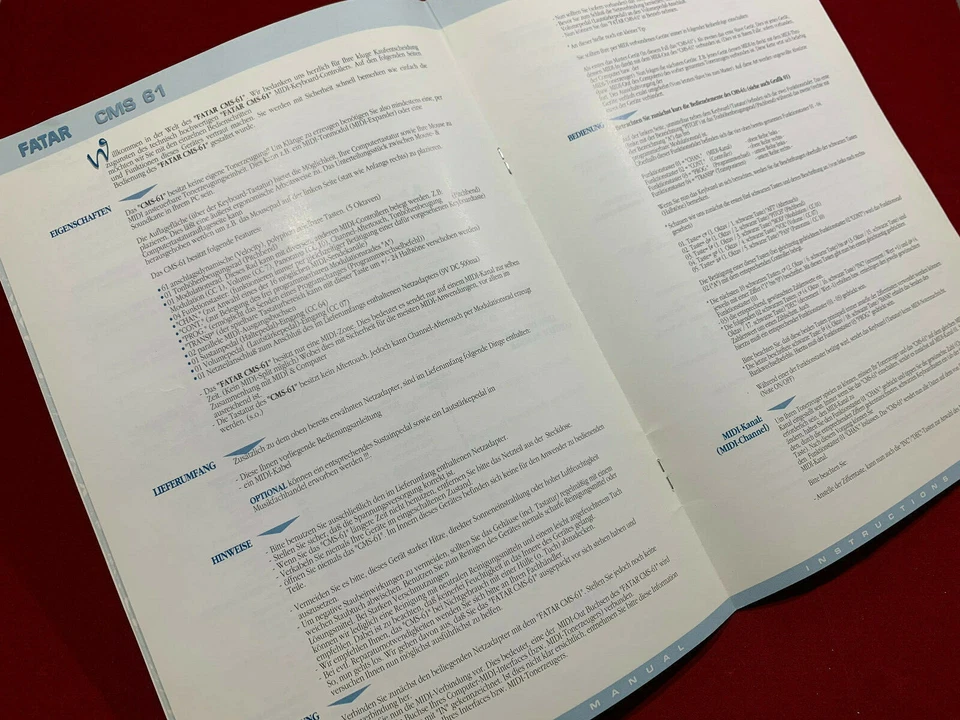 Manual de instrucciones de la estación de música para computadora FATAR CMS 61 Foto 3 de 4