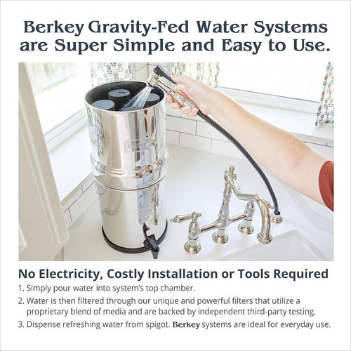 Sistema de purificación de filtro de agua Royal Berkey con 2 filtros negros y 2 PF2 NUEVO - Imagen 6 de 13