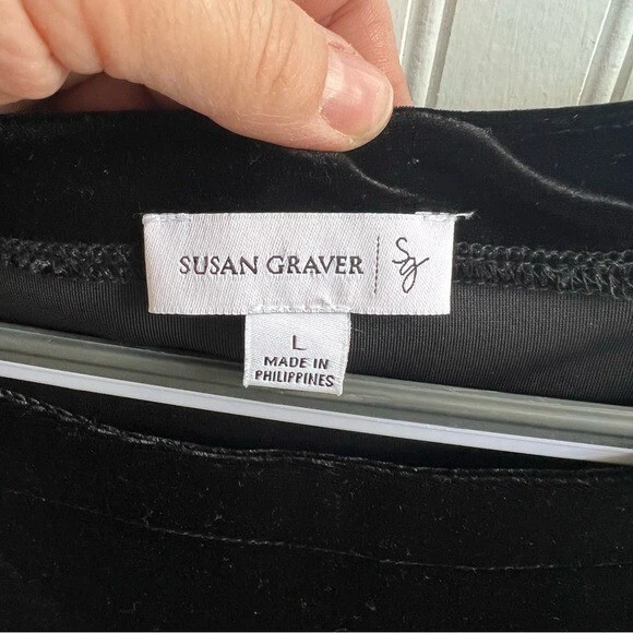 Платье-качели Susan Graver черное бархатное 3/4 собранные в рюш рукава женское размер большой - Изображение 3 из 4