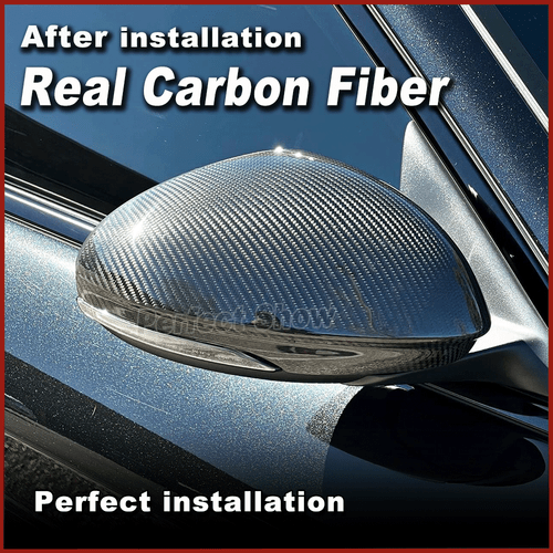 2PCS Carbon Fiber Side Mirror Cover Caps Add-On Fit For Alfa Romeo Giulia 15-18 - Picture 5 of 11