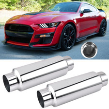 Pair Of 3 Inletoutlet 12 Long Resonator Exhaust Muffler For Ford Mustang Pair Of 3 Inletoutlet 12 Long Resonator Exhaust Muffler For Ford Mustang