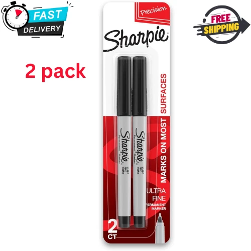37161PP Permanent Markers, Ultra Fine Point, Black, 2 Count