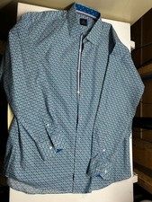 Tailorbyrd Men's Shirt L Long Sleeve Multicolored Striped Flip Cuff Button Up