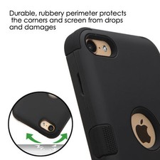 for iPod Touch 5th  6th  7th Gen - Black Armor Impact Hybrid Shockproof Case