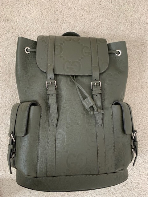 Authentic Gucci Gg Embossed Backpack Leather Dark Green | eBay